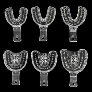 Bandejas de Impresión Dental de Plástico Transparente Azul, para Molde de Boca Completa o Parcial, Tamaños S, M, L, Desechables, Herramientas Dentales - Product Image 5