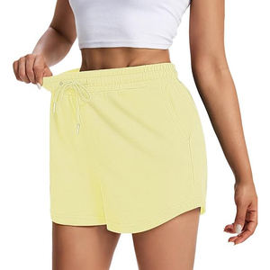 Shorts de yoga pour femmes, coupe ajustée, en molleton, taille haute, poches latérales, cordon de serrage, taille élastique, coupe décontractée, vêtements de sport - Product Image 3