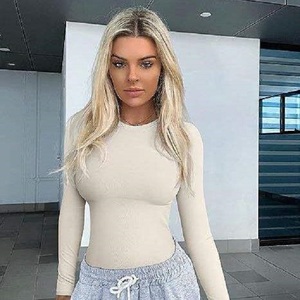 Conjunto de Top Corto de Verano para Mujer, Marca Shimaer, Corte Ajustado, Manga Larga, Color Sólido, Algodón con Spandex, Transpirable y de Secado Rápido - Product Image 3