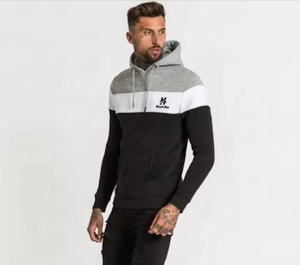 Chándal con Capucha para Hombre, Diseño Color Block, Manga Larga, Ropa Deportiva Casual, Negro, Gris, Blanco, Logotipo Frontal, Bolsillos Laterales, Corte Otoñal - Product Image 3