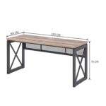 Escritorio para computadora Bedford Industrial X-Frame con gestión de cables de malla – Roble rústico y acero negro - Product Image 3