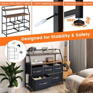 Cassettiera Moderna a 5 Cassetti con Contenitori in Tessuto, Mobile Contenitore Indipendente per Camera da Letto, Soggiorno, Palestra - Product Image 5