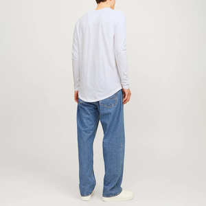 <b>Men's</b> Long Sleeve O-Neck Solid Color Cotton Bamboo Fiber Breathable Quick Dry <b>T</b>-<b>Shirt</b> Front Logo Casual Style White - Product Image 2