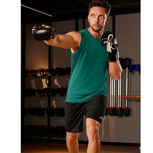 เสื้อยืดแขนกุดลำลองฤดูร้อนสำหรับผู้ชายและผู้หญิง แห้งเร็ว ผลิตจากโพลีเอสเตอร์ พิมพ์ลายเบาๆ คอกลม เสื้อกั๊กไหล่กว้าง - Product Image 6