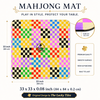 Tapis de Mahjong Moderne Pliable Personnalisé en Néoprène Premium Antidérapant, Motif Damier Coloré, 33x33 Pouces, pour Divertissement, Vente en Gros