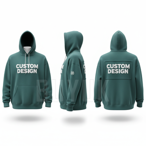 Sweat-shirt à capuche zippé noir personnalisé pour homme, en molleton de coton, décontracté, avec poche et imprimé lettres sur le devant, coupe oversize, écologique, pour l'automne - Product Image 3