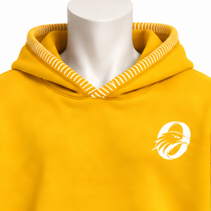 Sweat-shirt à capuche oversize effet vieilli avec bordure brodée dorée, surpiqûres contrastées, poche kangourou, coupe lourde, style streetwear - Product Image 3