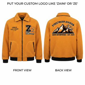 Premium 320 GSM Polar Fleece <b>Jacket</b> Heavyweight Mustard Custom Chenille Embroidery Screen Print Logo OEM ODM - Product Image 1