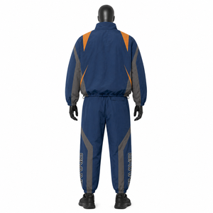 Ensemble de vestes coupe-vent pour hommes, imprimé géométrique bleu gris orange, résistant à l'eau, pour toutes les saisons, vêtements d'extérieur, ensembles coupe-vent personnalisés - Product Image 2