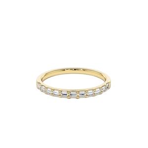 Baguette-anillo de oro de 14 quilates con diamantes, sortija apilable de oro de 14k, Baguette de media eternidad, fabricante y proveedor en la India - Product Image 1