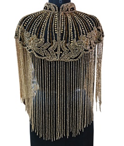 Blusa de Fiesta Elegante Vintage con Cuentas Bordadas a Mano, Adornos de Diamantes Brillantes y Borlas, Sin Mangas, para Mujer - Product Image 1