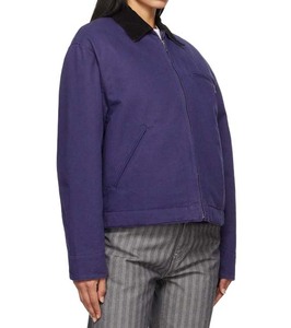 Veste de travail unisexe en toile robuste, style vintage, imperméable, violette, avec fermeture éclair, service OEM - Product Image 5