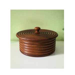 Boîte à roti en bois avec couvercle et pince en métal, nouveau design, qualité supérieure, artisanat indien. - Product Image 1