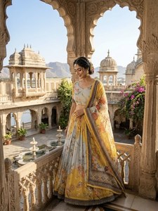 LAMOUNT Women Lehenga Choli Embroidery Silk Floral Design Traditional Indian <b>Wedding</b> Party Wear Floor-Length Regular Fit Gujarat - Product Image 2