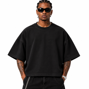 Camiseta Corta Oversize Personalizada para Hombre al por Mayor, Camiseta de Corte Cuadrado, Camiseta de Streetwear de Peso Pesado, Camiseta Corta con Estampado Gráfico Personalizado para Hombre - Product Image 2