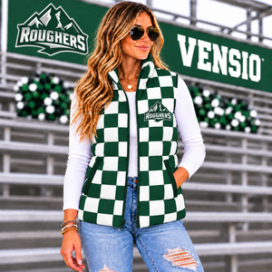 <b>Women</b> Waterproof Quilted Boutique Puffer Winter <b>Zipper</b> Vest Custom Logo Checkerboard Color Block Sleeveless Outer Wear <b>Jacket</b> - Product Image 3