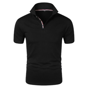 Camiseta Polo de Punto Negra para Hombre WASONS INTERNATIONAL, Manga Corta, Color Sólido, Estilo Casual, Corte Regular, Diseño con Botones - Product Image 2