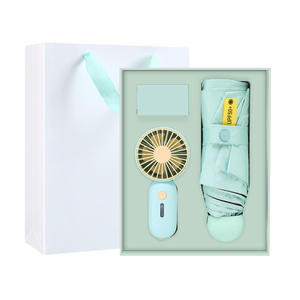 Souvenirs de mariage estivaux promotionnels : Ensemble cadeau mini éventail et parapluie personnalisé avec logo d'entreprise pour invités, idéal pour les anniversaires et fêtes. - Product Image 2
