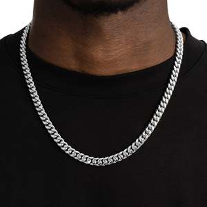 Men's 925 <b>Silver</b> Rhodium Plated <b>Box</b> <b>Chain</b> Necklace Hiphop Style GRA Certified Everyday Wear Anniversary - Product Image 1