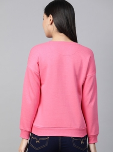 Sudadera Rosa de Cuello Redondo para Mujer, Estampada, Corte Regular, Manga Larga, Tejido de Algodón, para Otoño - Product Image 2