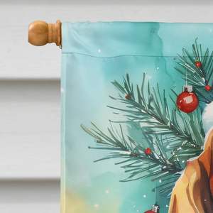 Gran Multicolor poliéster Basset Hound Navidad casa bandera porche manga poste decorativo patio Banner ilustraciones colgante de pared - Product Image 3