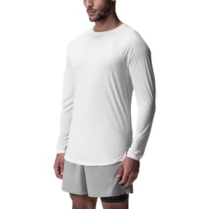 เสื้อยืดออกกำลังกายแขนยาวทรงโอเวอร์ไซส์ ดีไซน์ใหม่ ผ้าฝ้าย 95% ผสมอีลาสเทน 5% สำหรับผู้ชาย เสื้อยืดกีฬา - Product Image 1