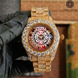 Reloj Mecánico de Acero Inoxidable para Hombre ICED OUT, Caja Redonda de 43 mm, Esfera Verde, Bisel con Diamantes, Reloj Analógico de Lujo con Indicador de Fecha - Product Image 3