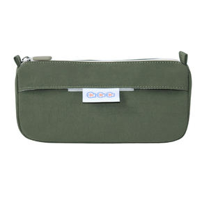 Estuche de Lápices de Nailon Beige con Cierre de Cremallera y Etiqueta de Marca Personalizable, para Almacenamiento de Artículos de Papelería - Product Image 1