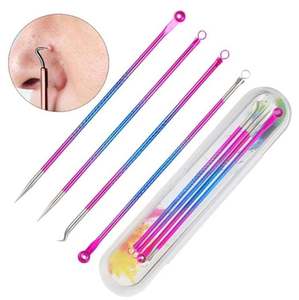 ชุดเครื่องมือกำจัดสิวเสี้ยนสีรุ้ง 4 ชิ้น ทำจากสแตนเลส สำหรับกดสิวอุดตัน สิวหัวขาว พร้อมหัวกดที่แม่นยำสำหรับการทำความสะอาด - Product Image 4
