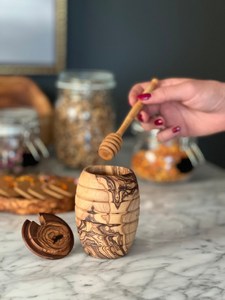 Couvercle de pot à miel en bois naturel fait main, style campagnard, compatible lave-vaisselle, pour cuisine, maison, hôtel, complexe hôtelier, personnalisable - Product Image 2