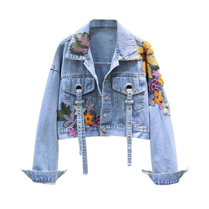 Veste en jean streetwear pour femmes, coupe oversize, pour marques urbaines, patch personnalisé, marque privée, fabrication en usine - Product Image 3
