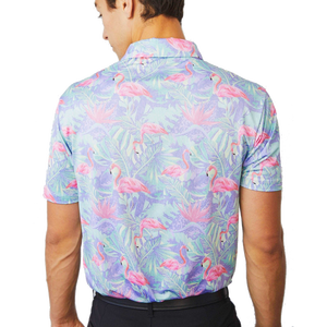 Chemise à manches courtes bleue pour homme, en tissu tricoté respirant et à séchage rapide, coupe classique, style décontracté, style golf, 100% polyester - Product Image 4