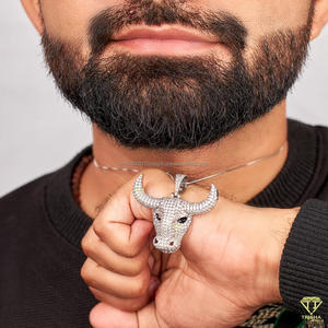 Designer Animal <b>Head</b> Pendant Necklace With Moissanite Diamonds Solid Silver Iced Out Streetwear Jewelry <b>Style</b> - Product Image 2