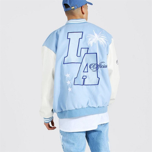 EDOOR WEARS Varsity <b>Jacket</b> Men High Street Style Embroidered Patch Design Stand Collar Regular Fit Winter Outerwear <b>Reversible</b> - Product Image 3