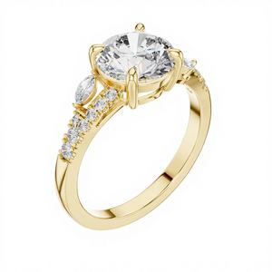 Anillo de Diamantes Cultivados en Laboratorio de 2 Quilates a Precio Accesible, Chapado en Rodio de Lujo sobre Oro Amarillo de 18 Quilates, Ideal para Regalo de San Valentín o Fiesta de Compromiso - Product Image 1