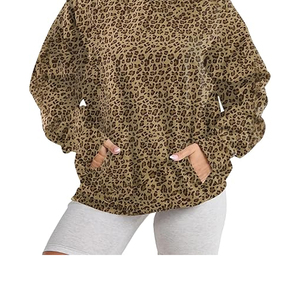 Custom Logo <b>Leopard</b> Hoodie Cotton Fleece Streetwear <b>Sweatshirt</b> Pullover OEM Supplier Wholesale - Product Image 4