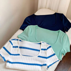 เสื้อครอปท็อปผู้หญิงขายส่ง ผ้าฝ้ายเนื้อนุ่มยืดหยุ่น พิมพ์ลาย ย้อมสีพื้น สำหรับใส่เล่นกีฬาฤดูร้อน จากบังกลาเทศ - Product Image 2