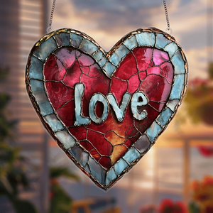 CIFbuy Acrylic Stained Glass Window Decor Heart Sun Catcher Home Gift for Temu Pick up Service on TikTok - Product Image 1