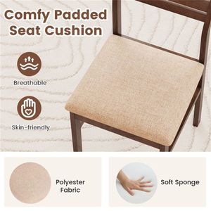 Ensemble de 2 chaises de salle à manger en bois massif, style farmhouse, sans accoudoirs, avec dossier creux et sièges rembourrés - Product Image 6