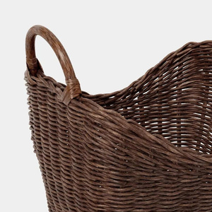 Oval Open Rattan <b>Storage</b> <b>Basket</b> With Handles For Blanket <b>Toy</b> And Home Neatening Sundries Organization - Product Image 4