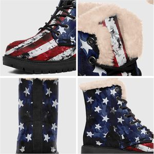 รองเท้าบูตลุยหิมะครึ่งน่องทำจากธงชาติอเมริกา2025รองเท้าบูทฤดูหนาวมีคุณสมบัติกันความร้อนของขวัญส่วนบุคคลสำหรับทหารผ่านศึก - Product Image 5
