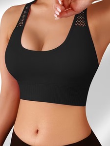 Hollow Out <b>Mesh</b> Back Racerback Athletic Sports Bra High Impact Stretch Gym <b>Crop</b> <b>Top</b> Women Fitness Training Yoga Bralette - Product Image 5