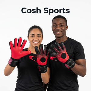 Gants de gardien de but pour enfants, coupe négative, rouge et noir, avec grip en silicone imprimé et latex, pour jeunes gardiens - Product Image 1
