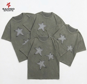 Camiseta Oversize para Hombre de Algodón y Poliéster de 260 g/m² con Efecto Desgastado, Parche Bordado con Logotipo, Talla Personalizada, Moda Urbana - Product Image 1