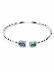 Brazalete de Esmeralda y Zafiro Azul en Plata de Ley 92.5 KLSB-20783 - Product Image 2