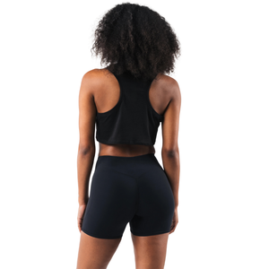 Débardeur de sport double couche pour femme, coupe ajustée, extensible, sans manches, noir - Product Image 3