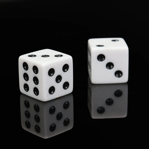White Resin <b>Dice</b> With Black Circular Pips Cube Shape For Gaming Or Decor - Product Image 1