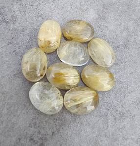 พลอยรูไทล์สีทองทรงรีธรรมชาติ พลอยหลวมสำหรับทำเครื่องประดับ วัสดุงานฝีมือ พลอยสะสม - Product Image 2