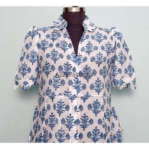 Vestido Midi de Algodón Tejido con Estampado Floral Moderno y Elegante para Mujer, Cuello en V, Manga Corta, Transpirable, Suave al Tacto, con Bolsillos, para Oficina - Product Image 2