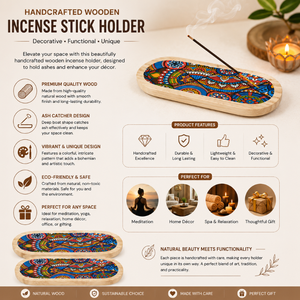 Handcrafted Wooden Boat Shape Incense Stick Holder | <b>Decorative</b> Ash Catcher Incense Burner Tray for Meditation Yoga Home <b>Decor</b> - Product Image 5
